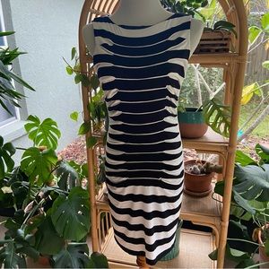 Betsey Johnson Bodycon Black and White striped dress size 8